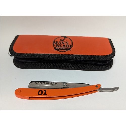 Rasoir shavette en acier orange Man's Beard